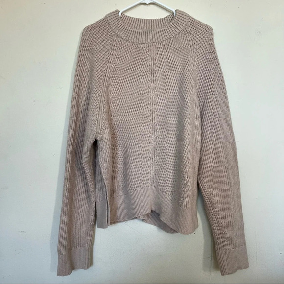 AllSaints Sylvie Oatmeal Jumper Cashmere Wool Blend Sweater Nude Pink Size Large - Picture 2 of 13